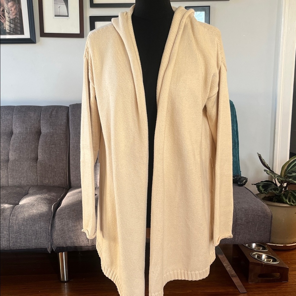 TSE Beige Knit Sweater Coat Size Medium